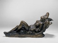 Bro 135  Bro 135, Schlafende Nymphe, nach Adriaen de Vries (um 1556-1626), Modell um 1600, Guss Niederlande, 2. Viertel 17. Jahrhundert,  Bronze, H. 19,3 cm, L. 39 cm : Personen